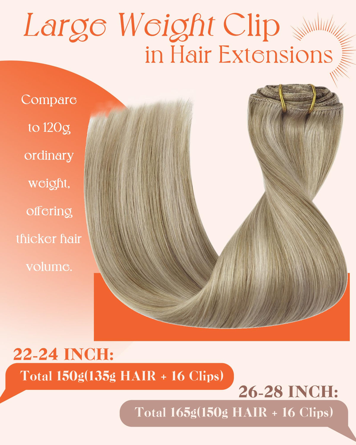 Close-up of Sunny Hair Clip-in Extensions showing clip design