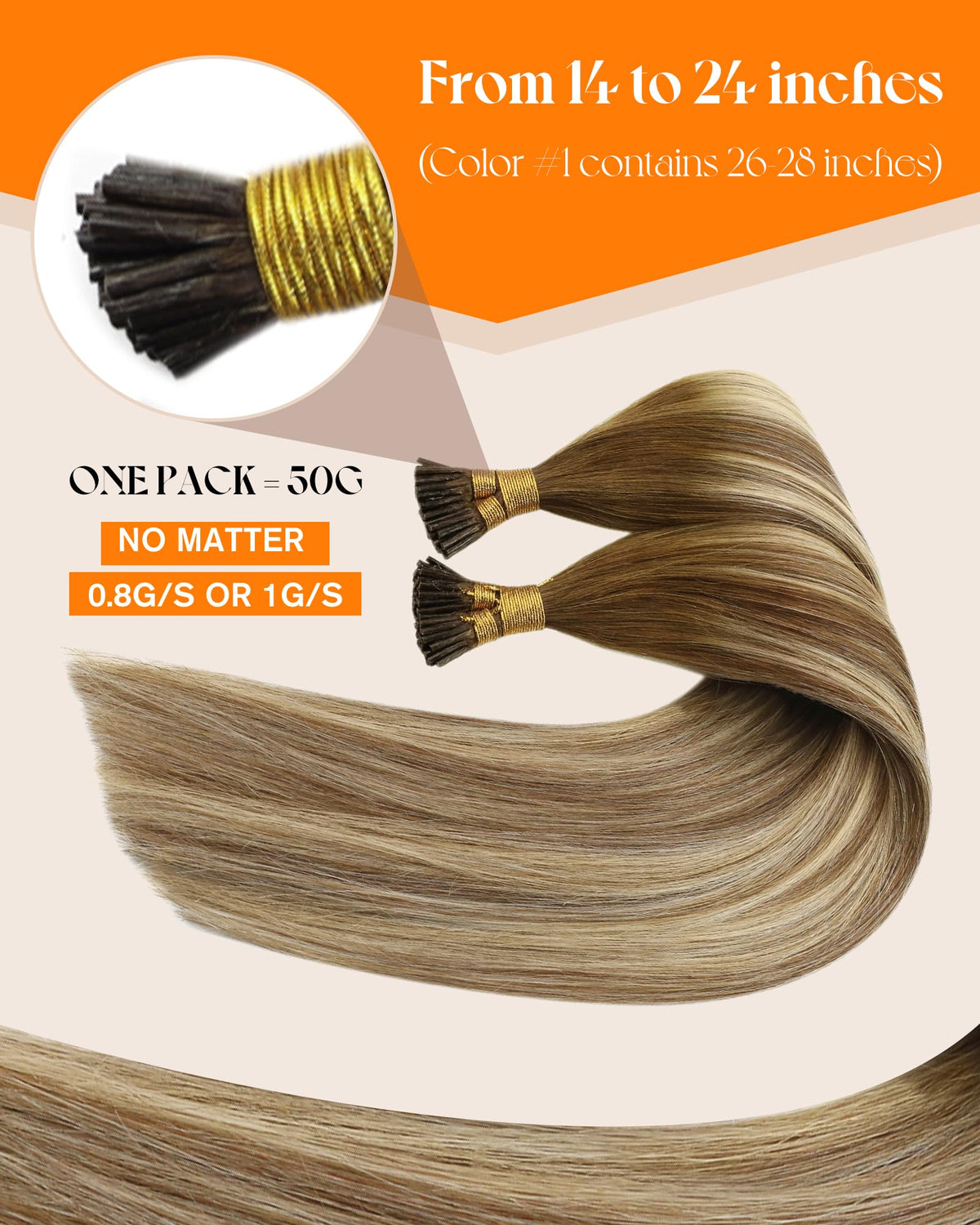 Close-up of Sunny Hair I-Tip Hair Extensions micro-ring tips