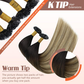 Close-up of Sunny Hair K Tip extensions keratin bond