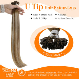 Close-up of Sunny Hair K Tip extensions keratin tip