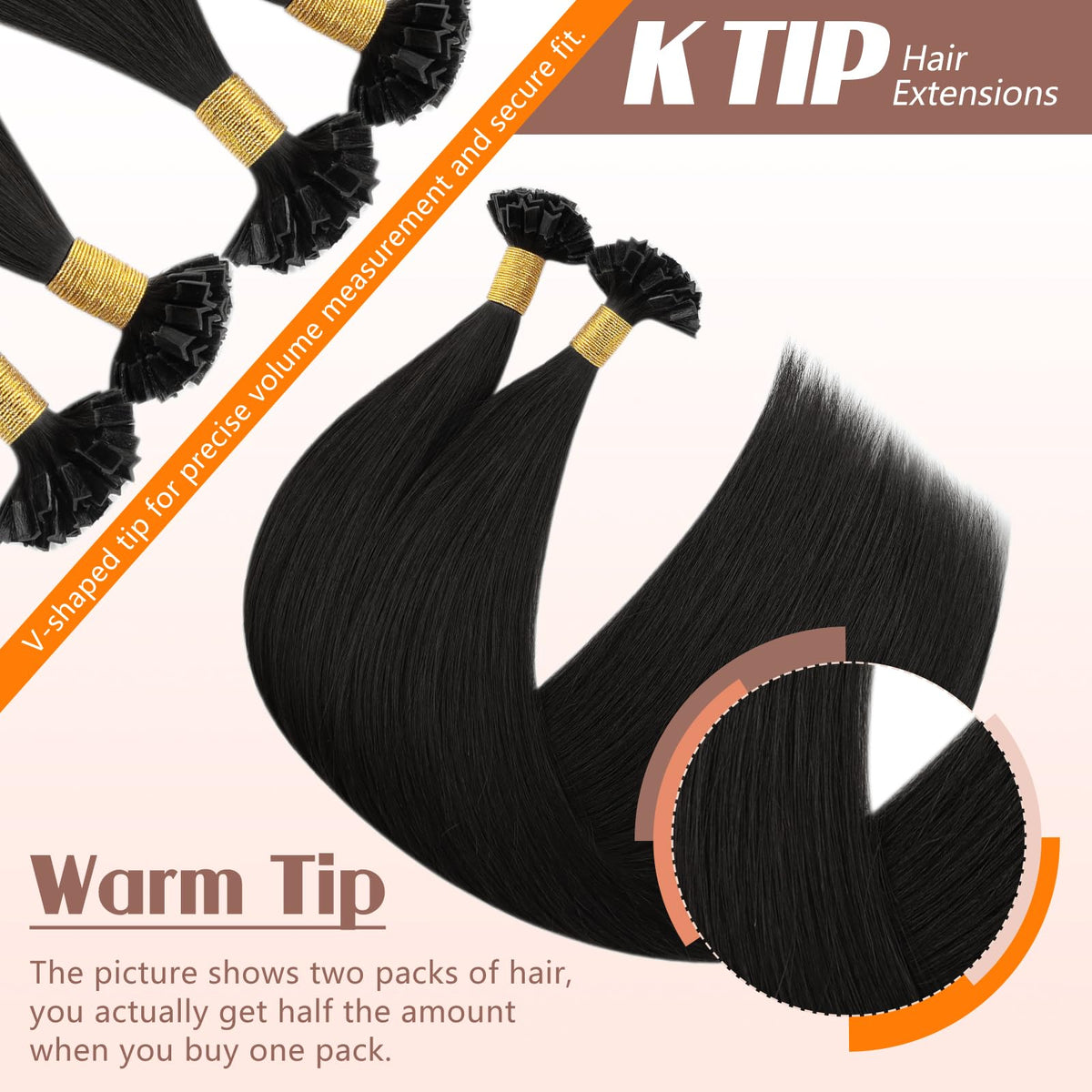 Close-up of Sunny Hair K Tip Hair Extensions keratin bond