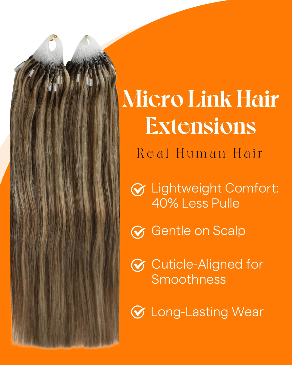 Close-up of Sunny Hair Microlink Hair Extensions micro beads