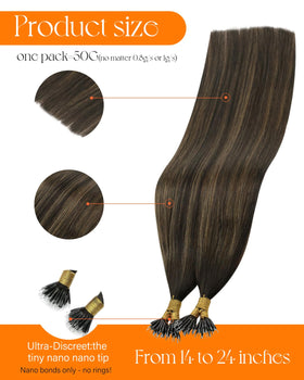 Close-up of Sunny Hair Nano Extensions showing nano rings