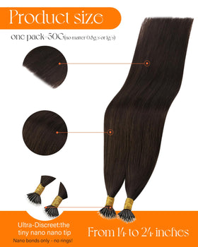 Close-up of Sunny Hair Nano Ring Extensions showing nano rings