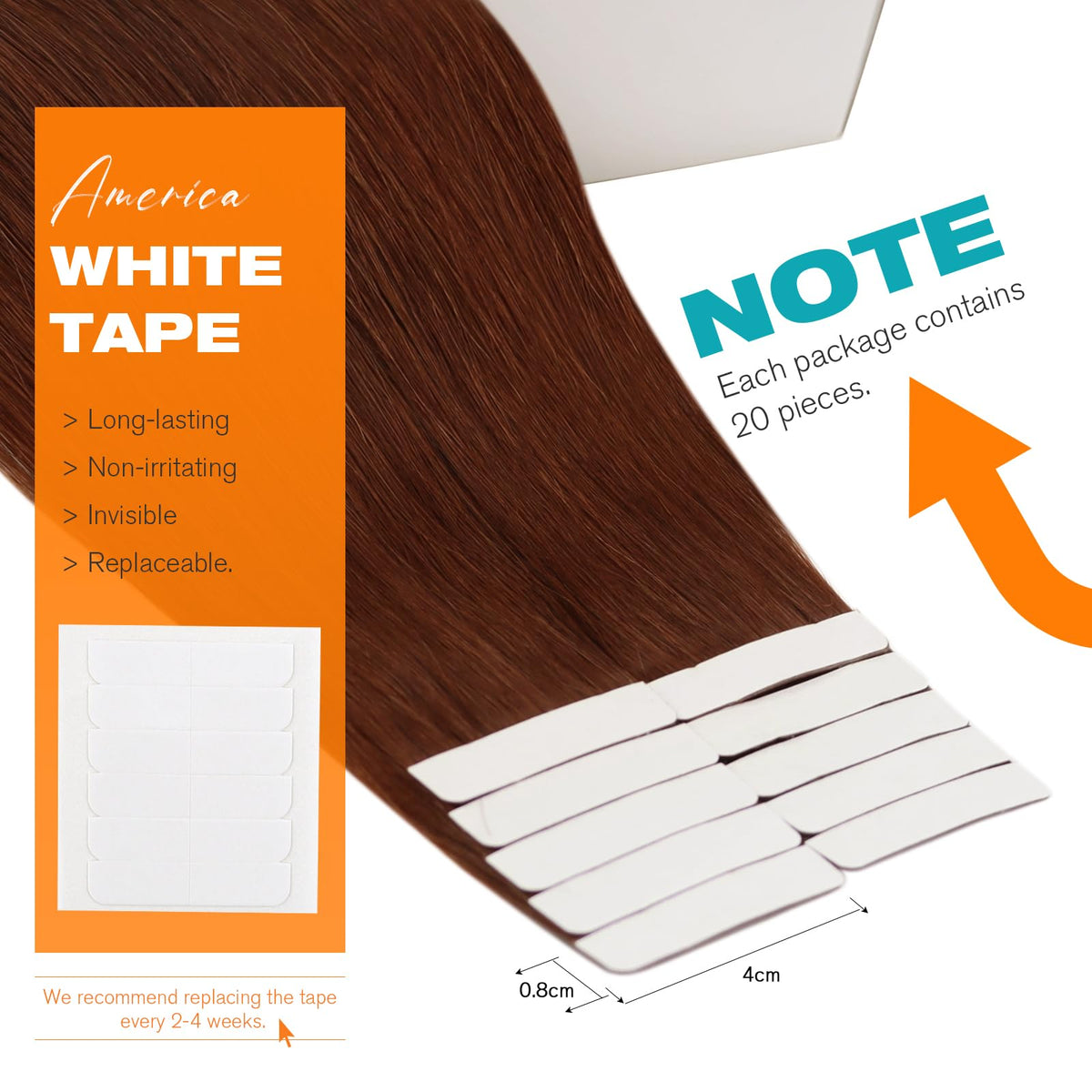 Close-up of Sunny Hair Tape in Hair Extensions adhesive tape