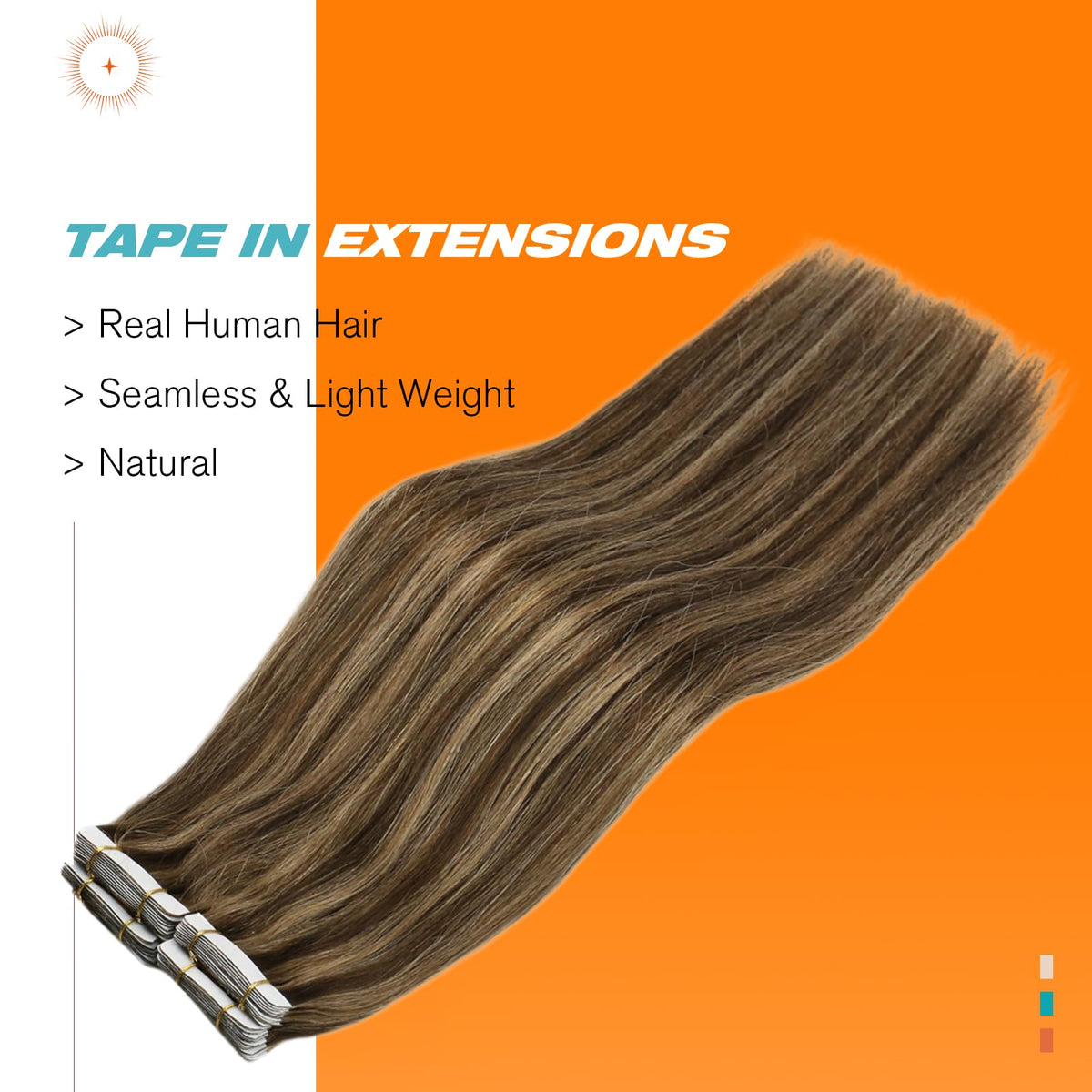 Close-up of Sunny Hair Tape in Hair Extensions showing adhesive
