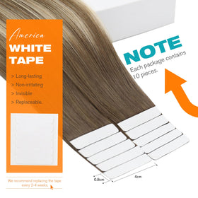 Close-up of Sunny Hair Tape in Hair Extensions showing the adhesive tape