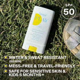 Close-up of Supergoop! PLAY Mineral Stick SPF 50 ingredients
