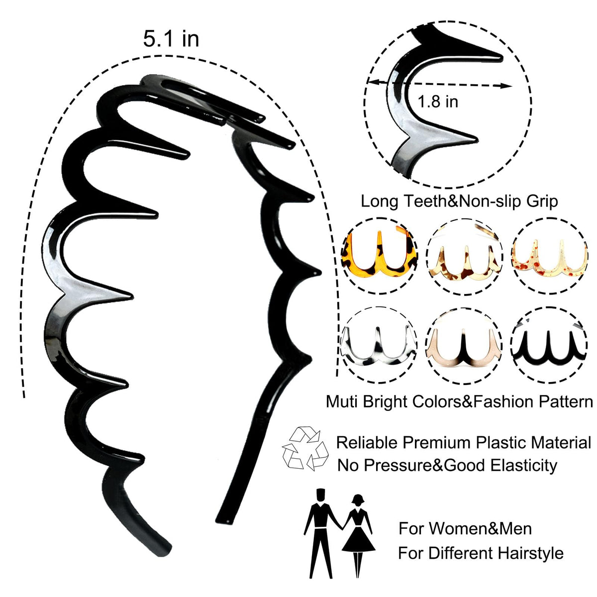 Close-up of Supgoodom Zig Zag Headband showing teeth design