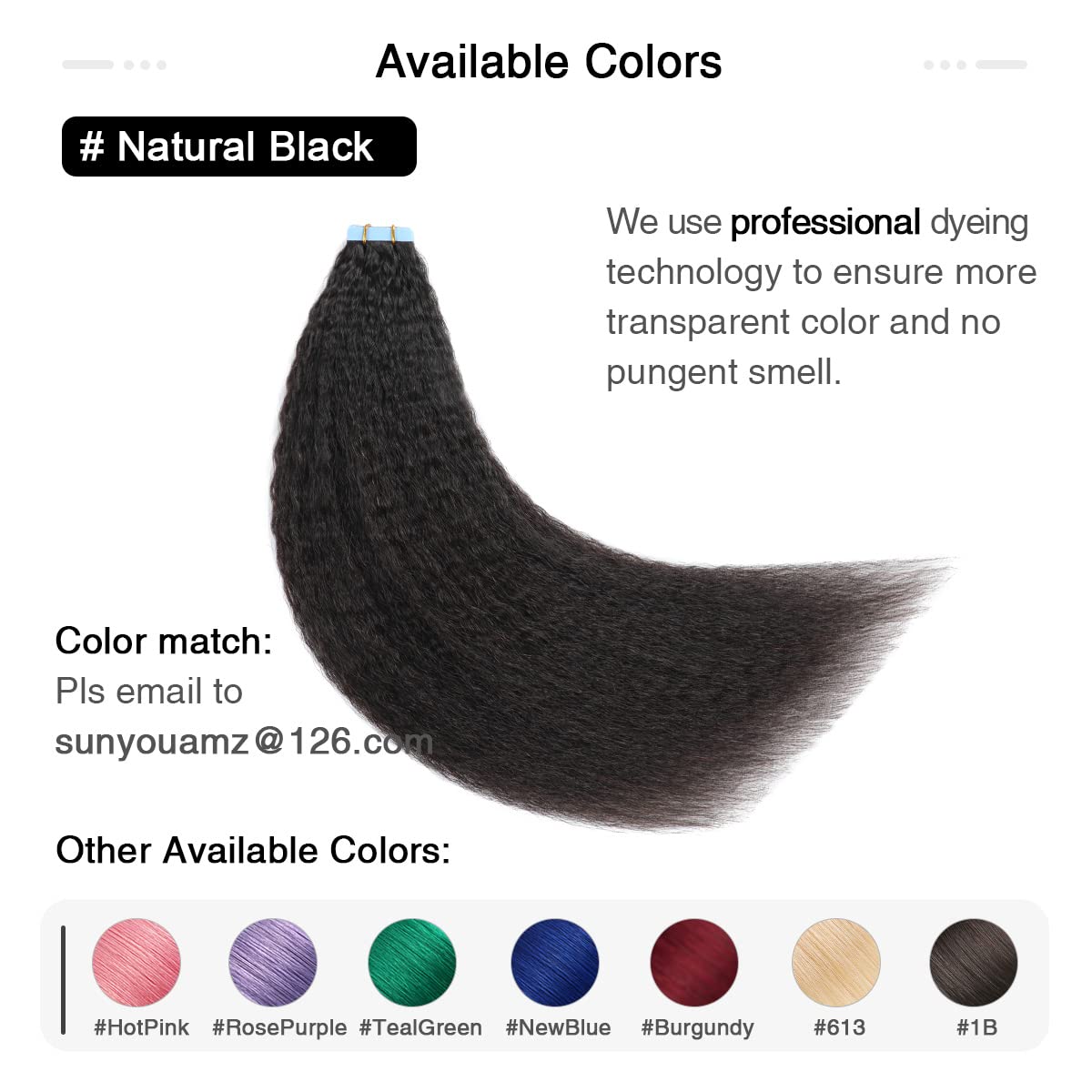 Close-up of SUYYA Kinky Straight Tape In Hair Extensions tape