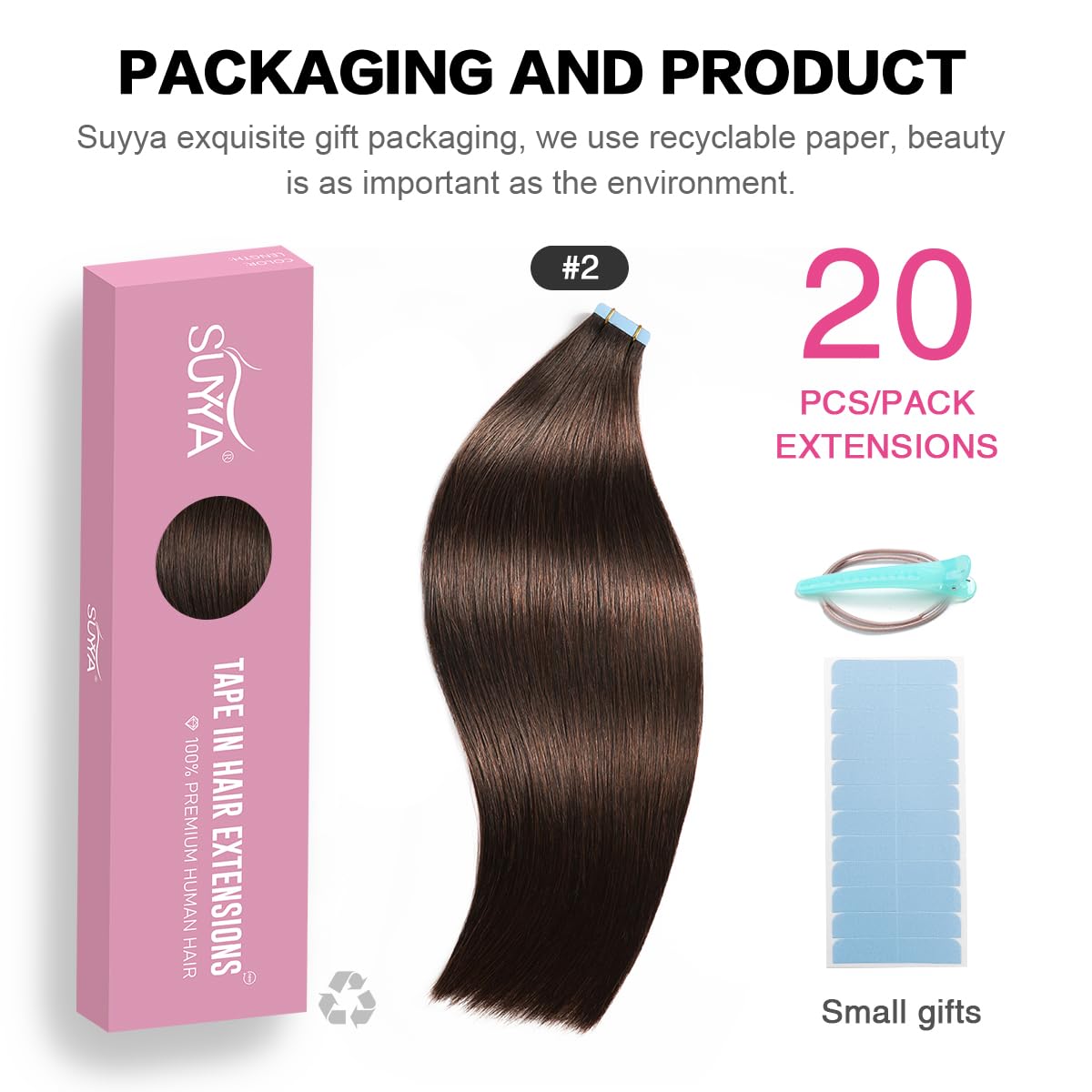 Close-up of SUYYA Tape In Hair Extensions showing texture