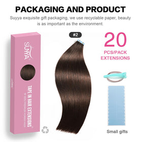 Close-up of SUYYA Tape In Hair Extensions showing texture