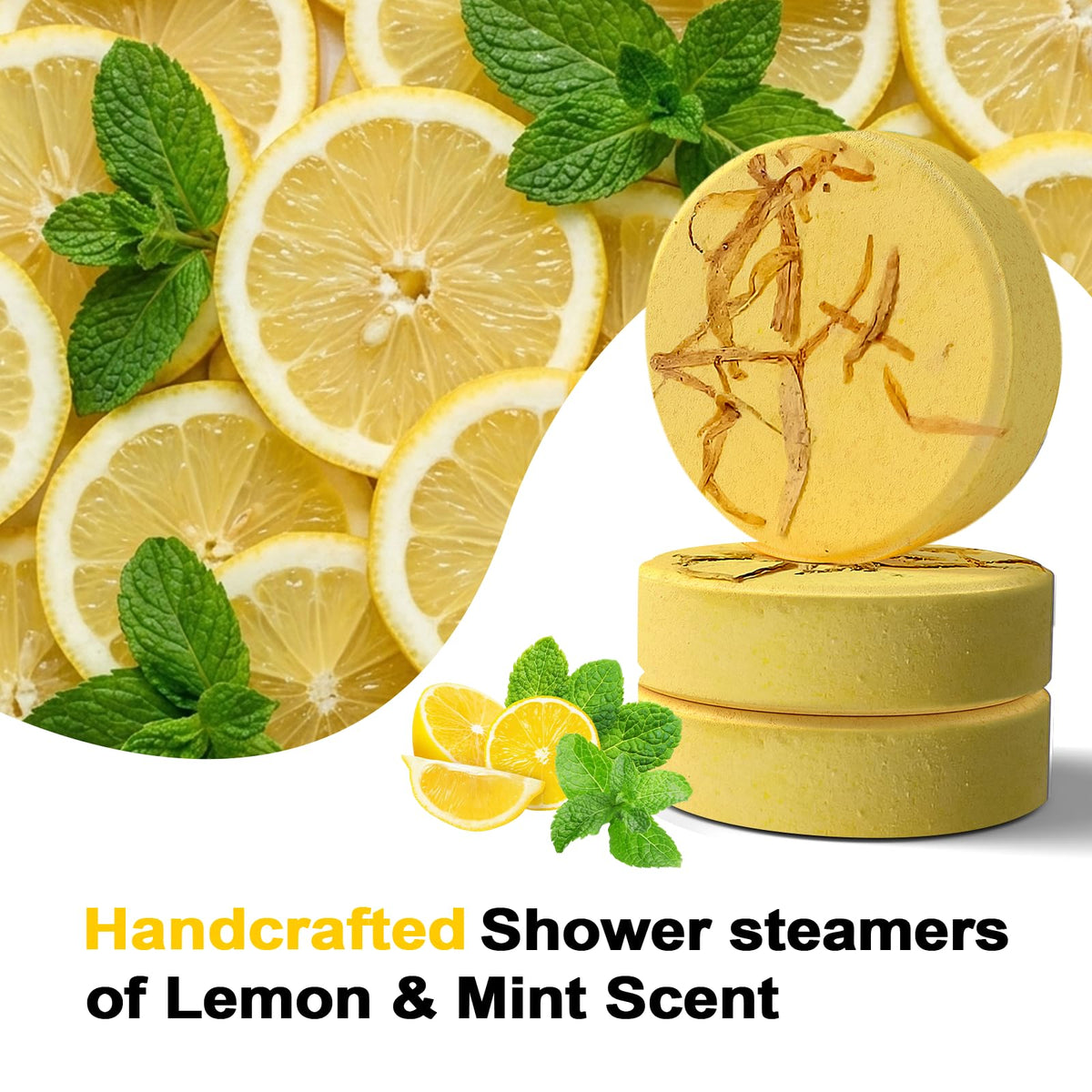 Close-up of SWCANDY Lemon & Mint Shower Steamer