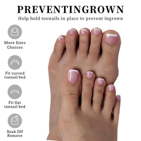 Close-up of SWRITATSK Press on Toe Nails showing tapered fit