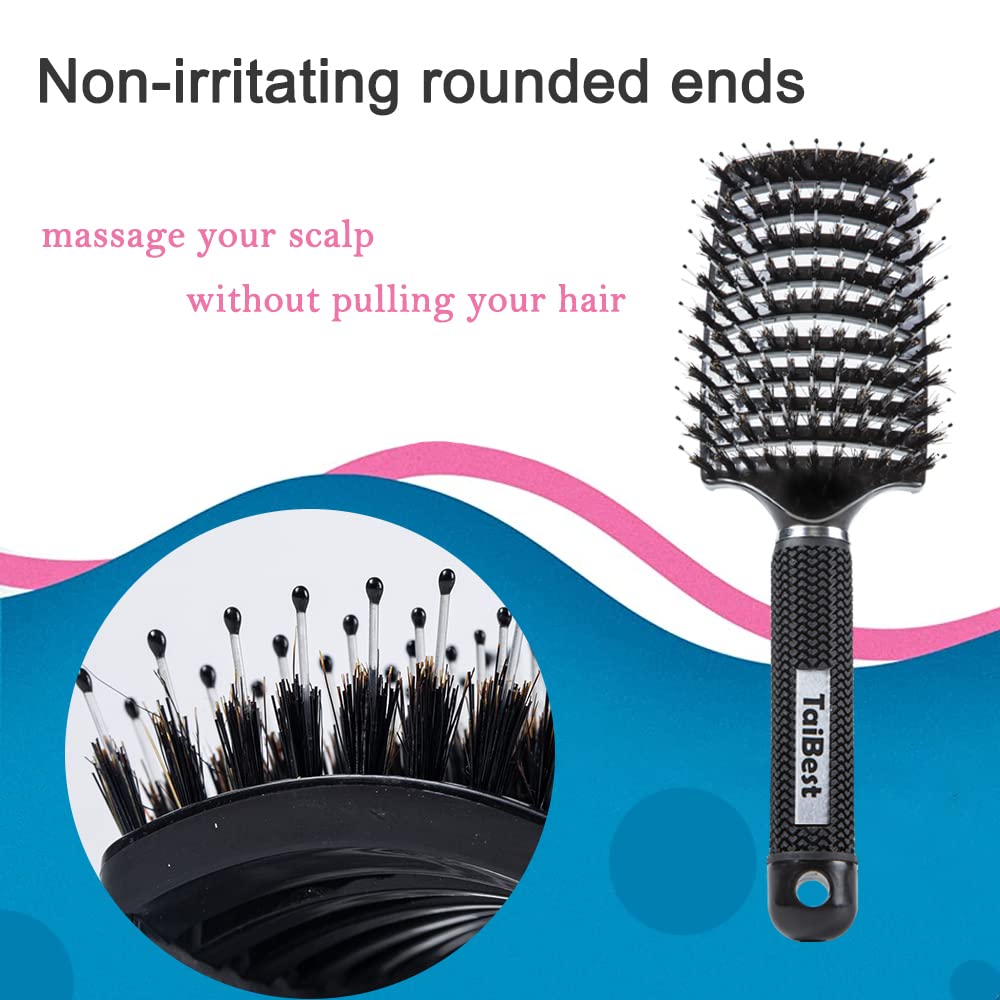 Close-up of TaiBest detangling brush with nylon pin bristles