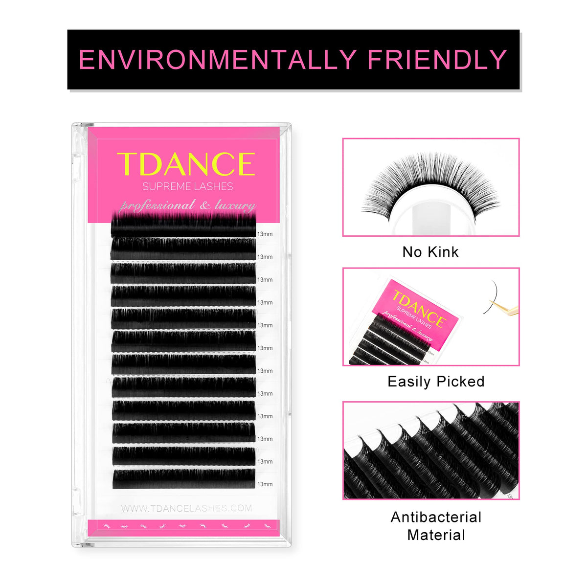 Close-up of TDANCE Eyelash Extensions showcasing 0.03mm thickness
