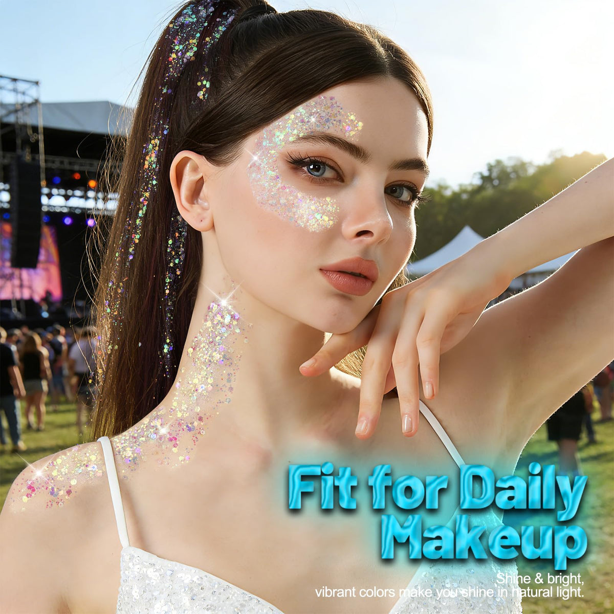 Close-up of Teenitor Glow in The Dark Body Glitter Gel texture