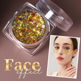 Close-up of Teenitor Gold Body Glitter Gel hexagon shape