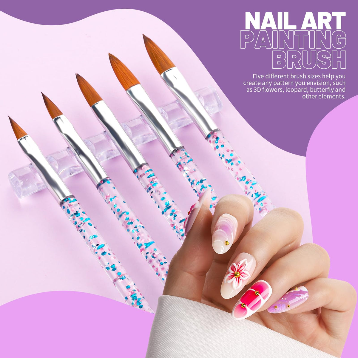 Close-up of Teenitor nail brushes with various styles