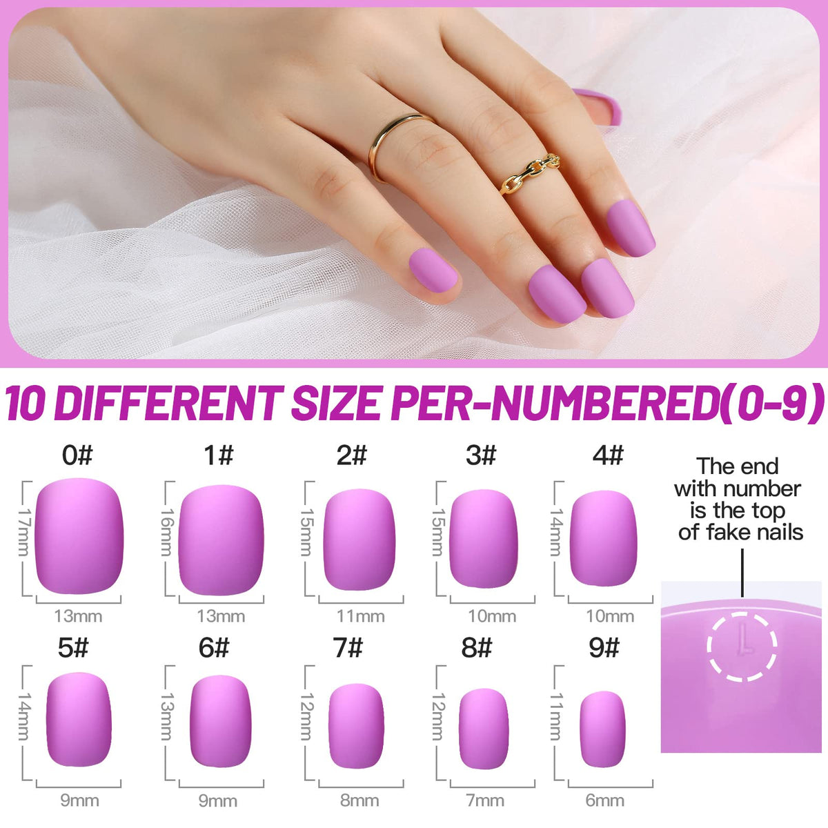 Close-up of Teenitor short matte press on nails in a transparent box