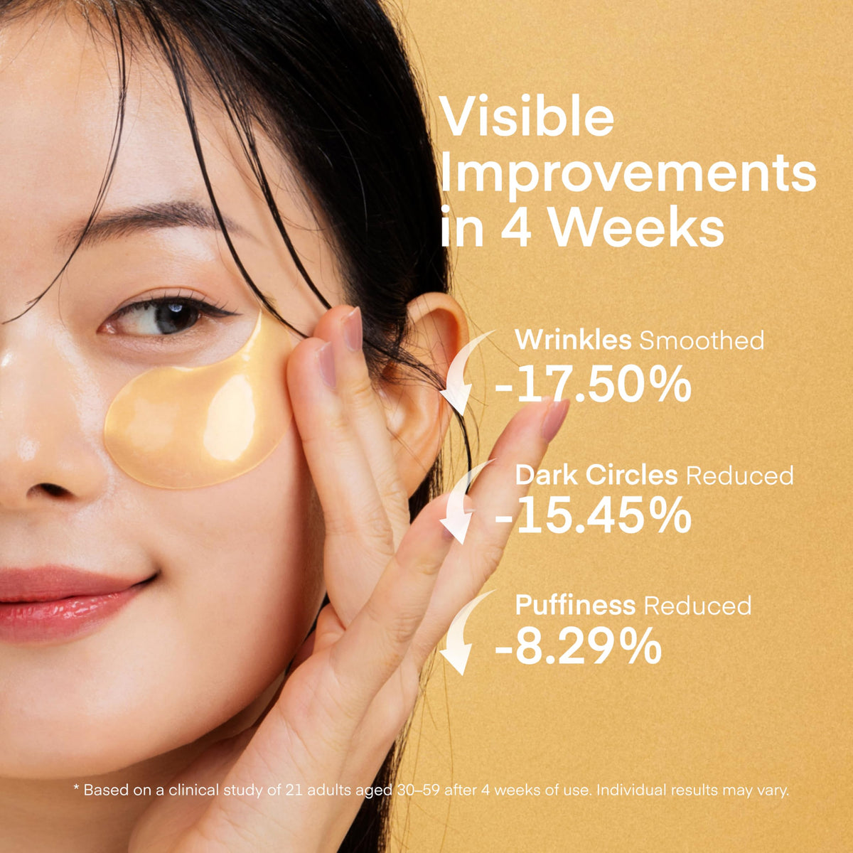 Close-up of TEREZ & HONOR eye patches showing hydrogel texture