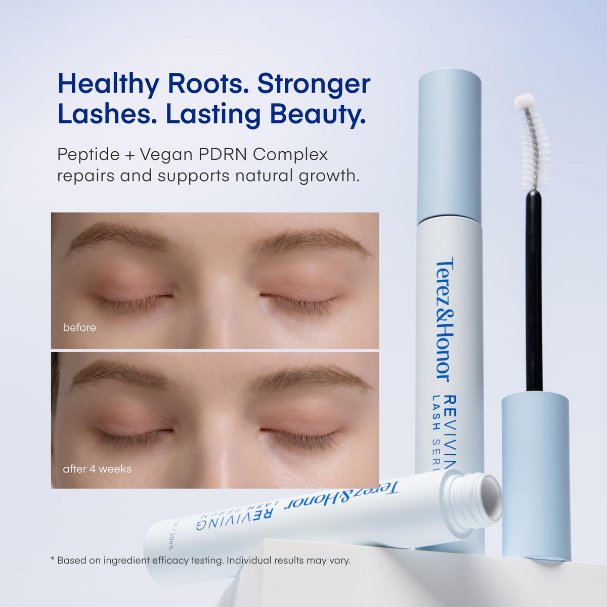 Close-up of TEREZ & HONOR lash serum applicator