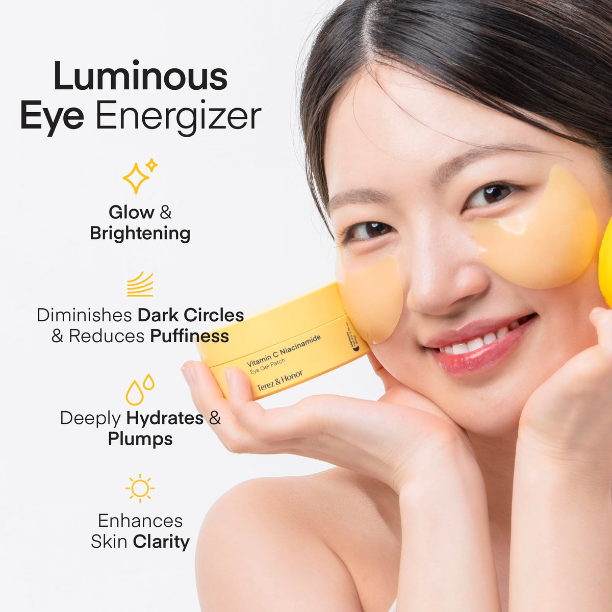 Close-up of TEREZ & HONOR Vitamin C Niacinamide Eye Patches gel pads