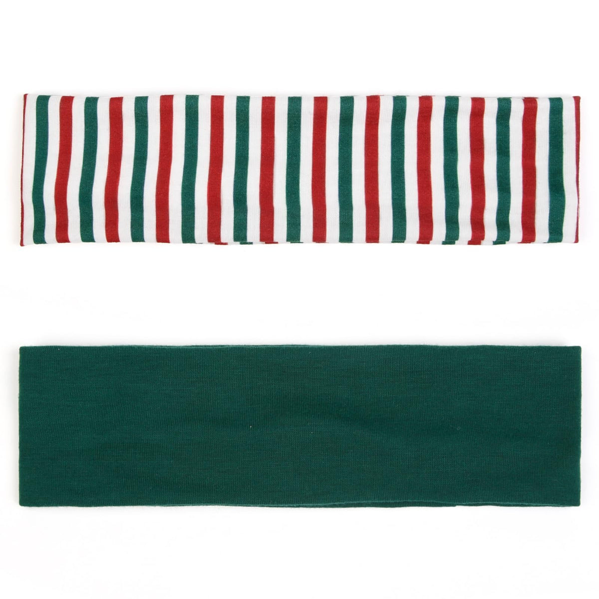 Close-up of TERSE Christmas headband with red and green stripes