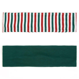 Close-up of TERSE Christmas headband with red and green stripes