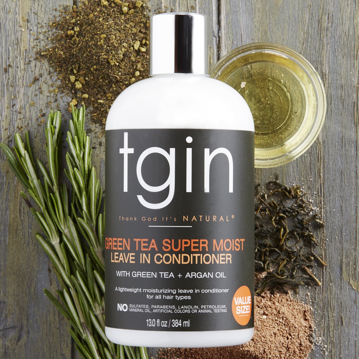 Close-up of tgin Green Tea Leave In Conditioner texture