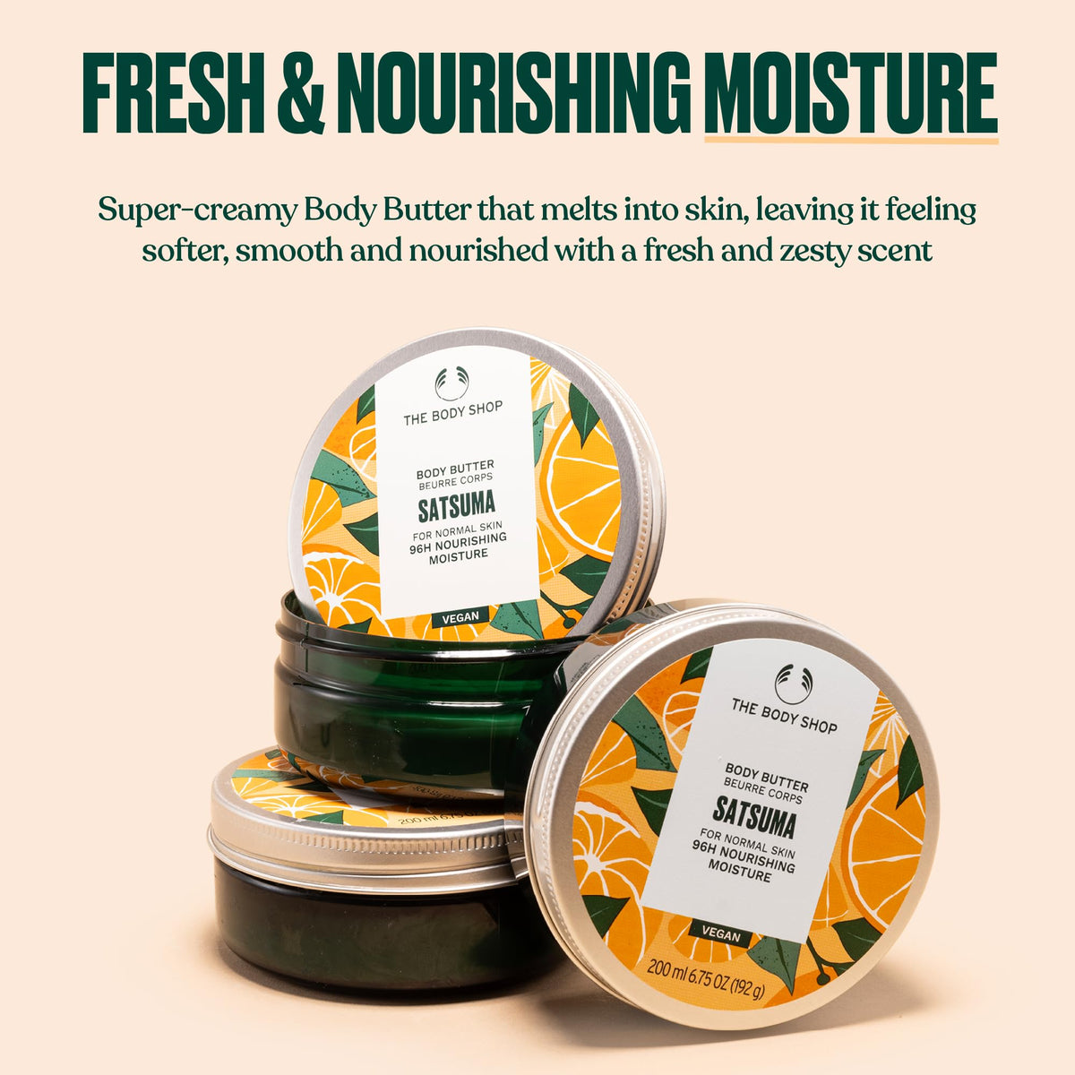 Close-up of The Body Shop Satsuma Body Butter creamy texture