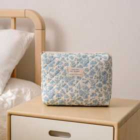 Close-up of the floral pattern on uekeboag makeup bag