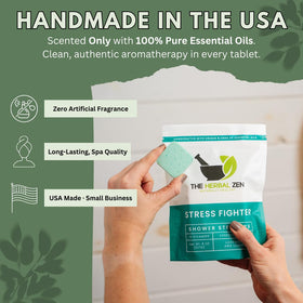 Close-up of The Herbal Zen Shower Steamer tablet