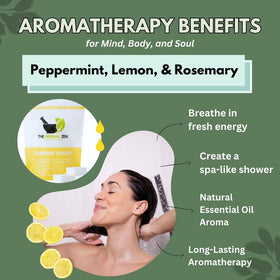 Close-up of The Herbal Zen Shower Steamer with peppermint and lemon essential oils