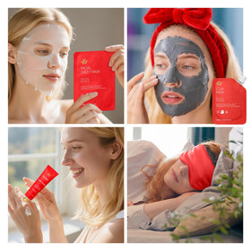 Close-up of the luxurious silk sleep mask included in the gift set