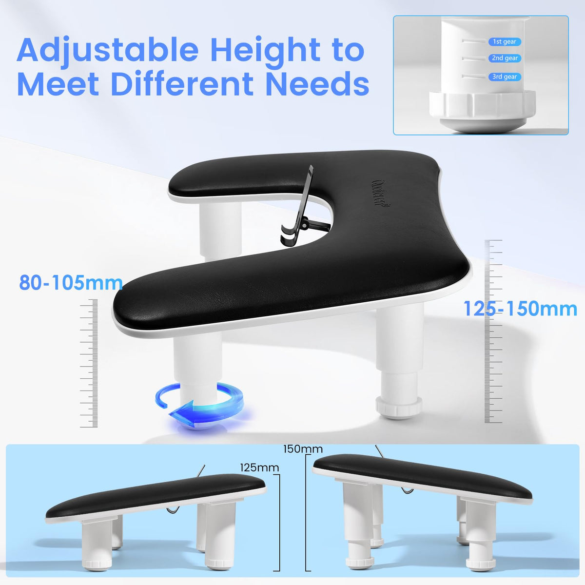 Close-up of the rotating phone holder on Quaferen U-Shaped Manicure Arm Rest