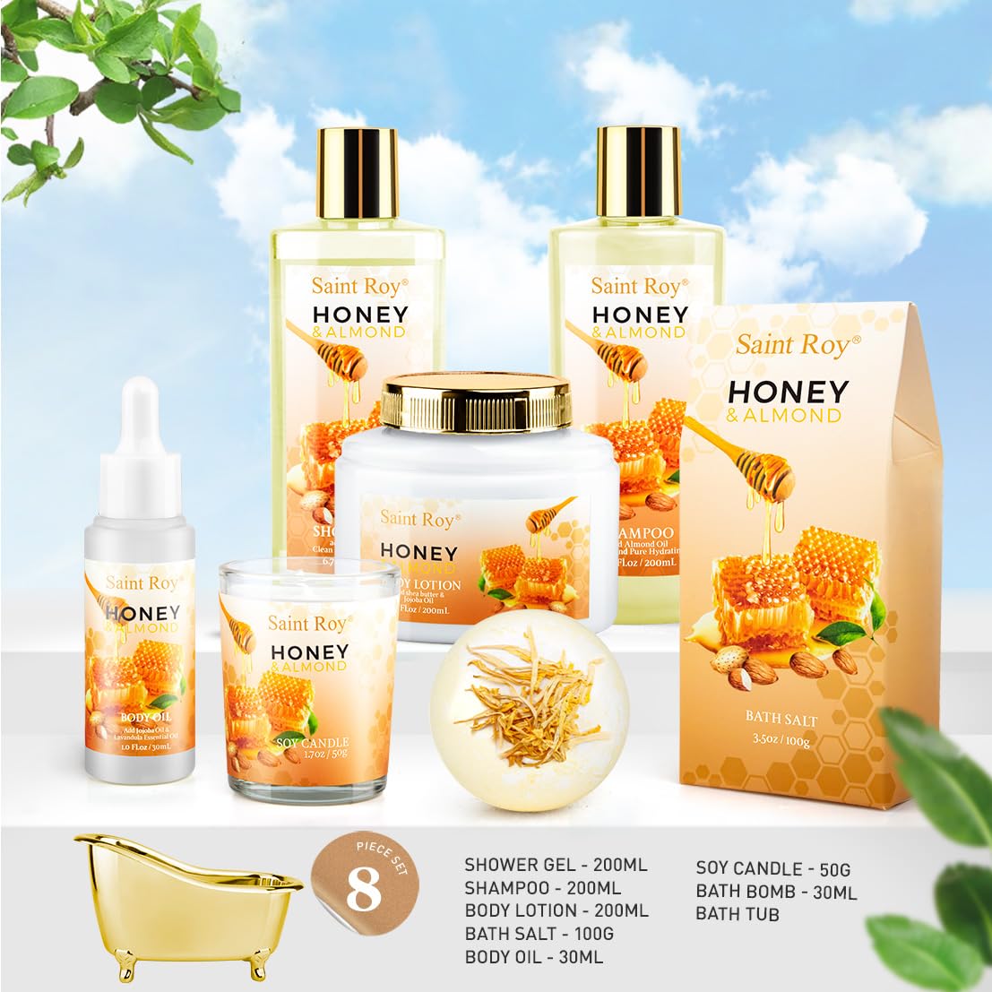Close-up of the Shower Gel and Body Lotion from Saint Roy Shower Kit