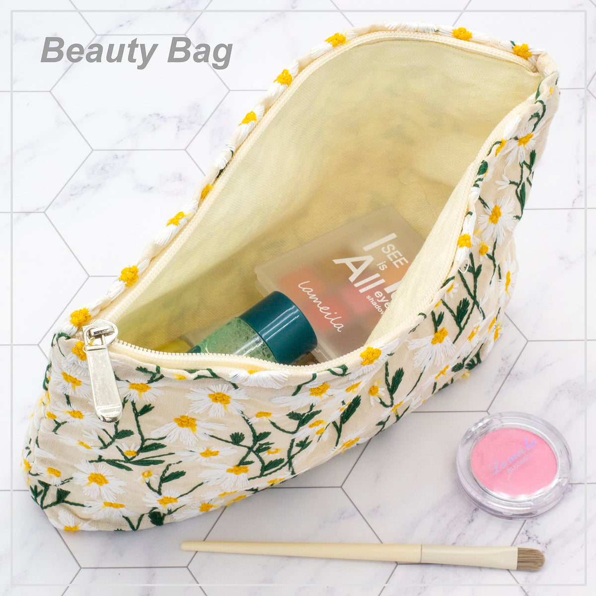 Close-up of the smooth zipper on PAZIMIIK Makeup Bag