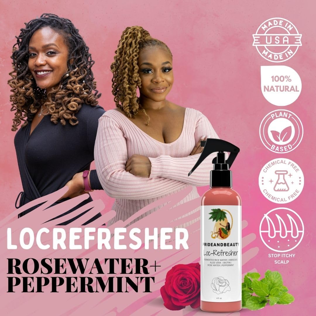 Close-up of the spray nozzle of PRIDE AND BEAUTY HAIR + SKIN RESTORATION Rose Water & Peppermint Loc Spray
