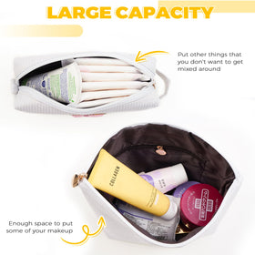 Close-up of the sturdy zipper on Btffitting makeup bag