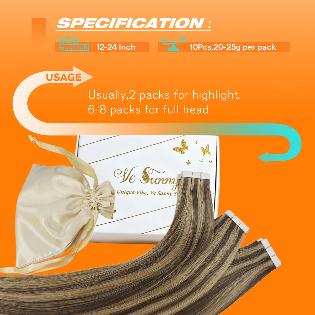 Close-up of the texture of Sunny Hair Tape in Hair Extensions