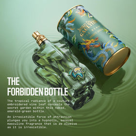 Close-up of the tropical design on the Le Beau Paradise Garden bottle