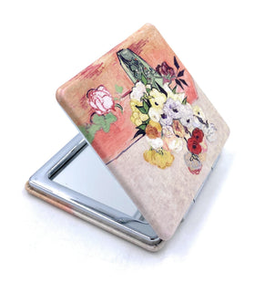Close-up of the Van Gogh floral print on Aeisage Compact Mirror