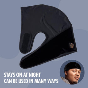 Close-up of the velvet fabric texture of Red by Kiss Bow Wow X Power Wave Durag