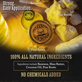Close-up of THE VINTAGE GROOMING CO. Mustache Wax ingredients