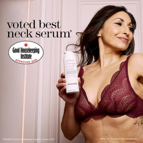 Close-up of THISWORKS Perfect Cleavage & Neck Serum bottle