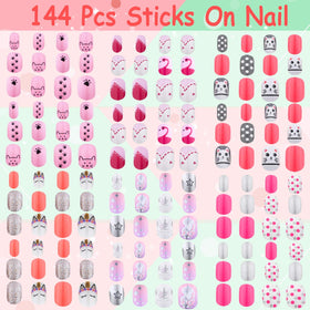 Close-up of Thrilez Kids Press on Nails showing vibrant designs