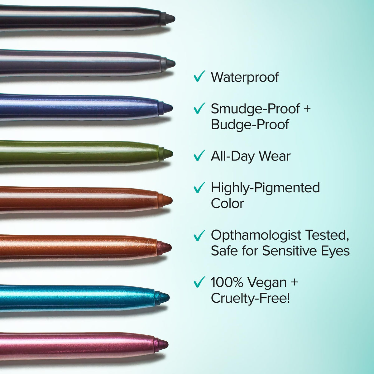 Close-up of Thrive Causemetics Infinity Waterproof Eyeliner Pencil with sharpener