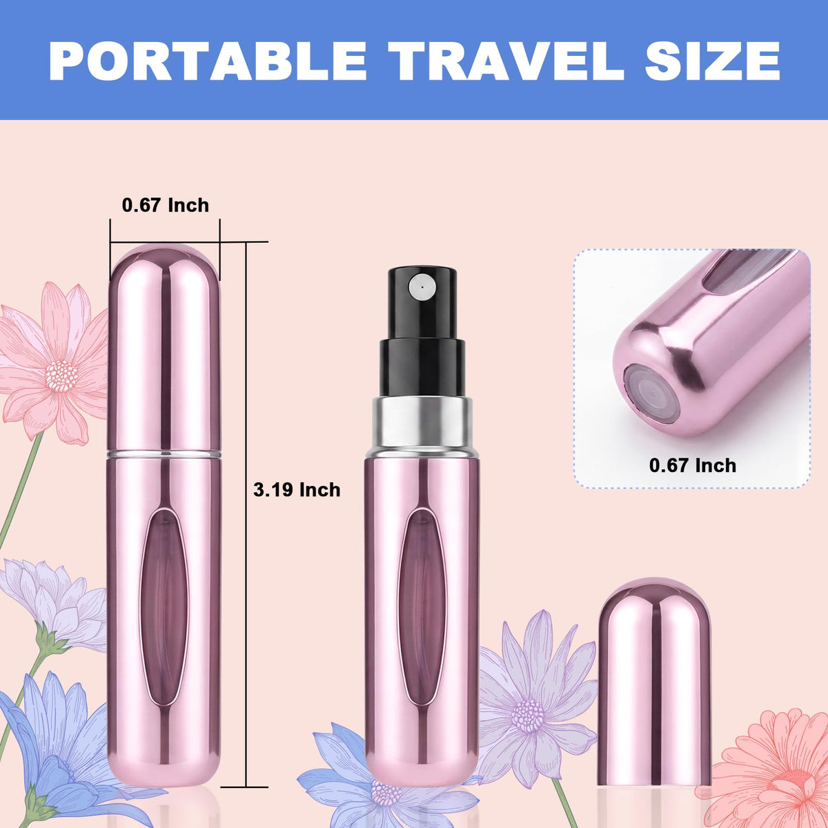 Close-up of TiddieBair Mini Perfume Atomizer showing bottom refill design