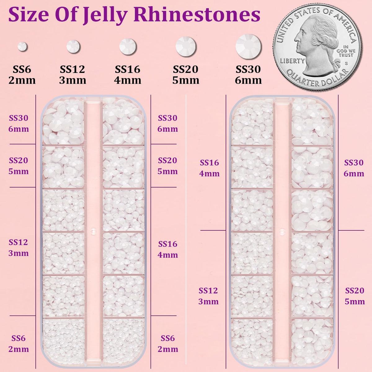 Close-up of TINKRSTUFF flatback rhinestones in assorted sizes